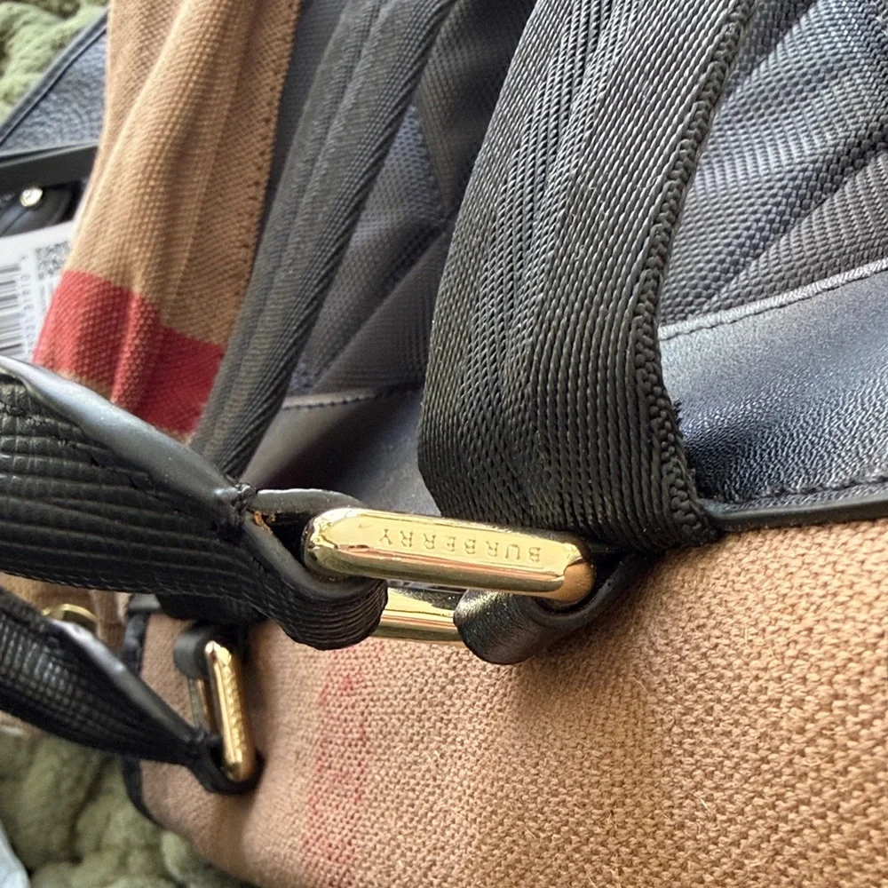 Burberry Brown Black and Red Canvas Drawstring Backpack